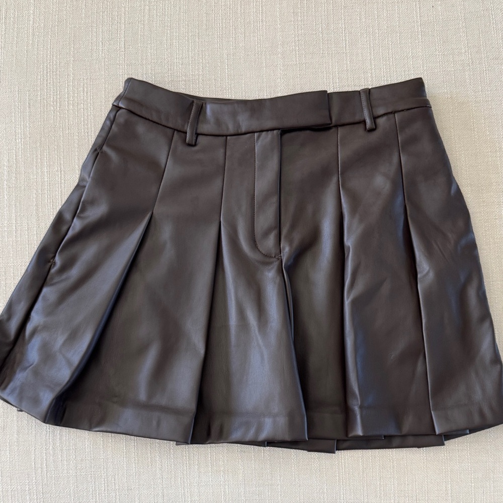 Express Dark Brown Faux Leather Mini Skirt